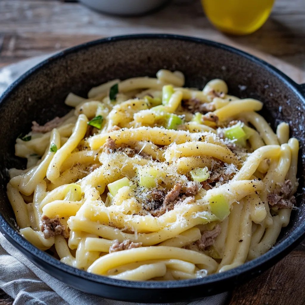 Schupfnudel-Pfanne mit Hack und Lauch