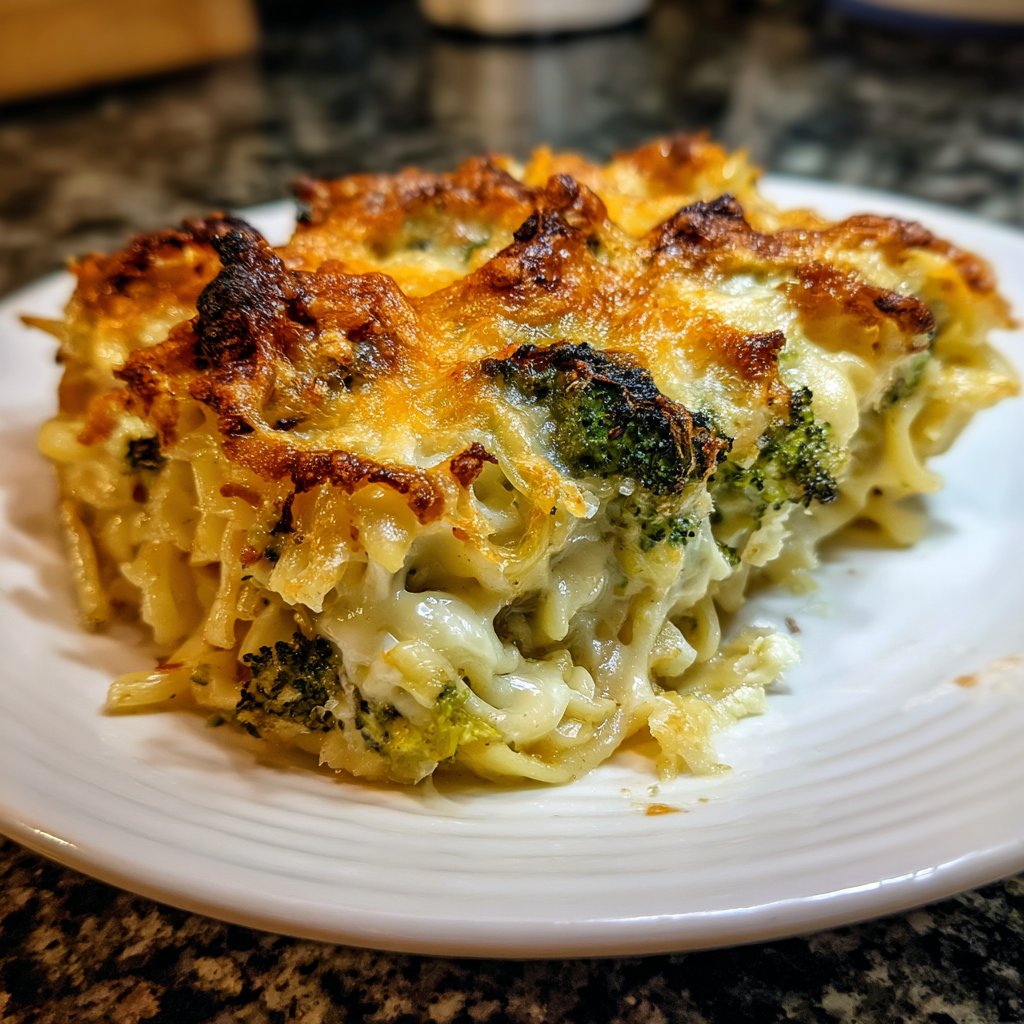 Vegetarischer Nudelauflauf mit Brokkoli