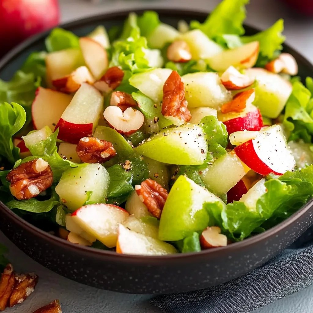 Apfel Staudensellerie Salat und Walnüssen