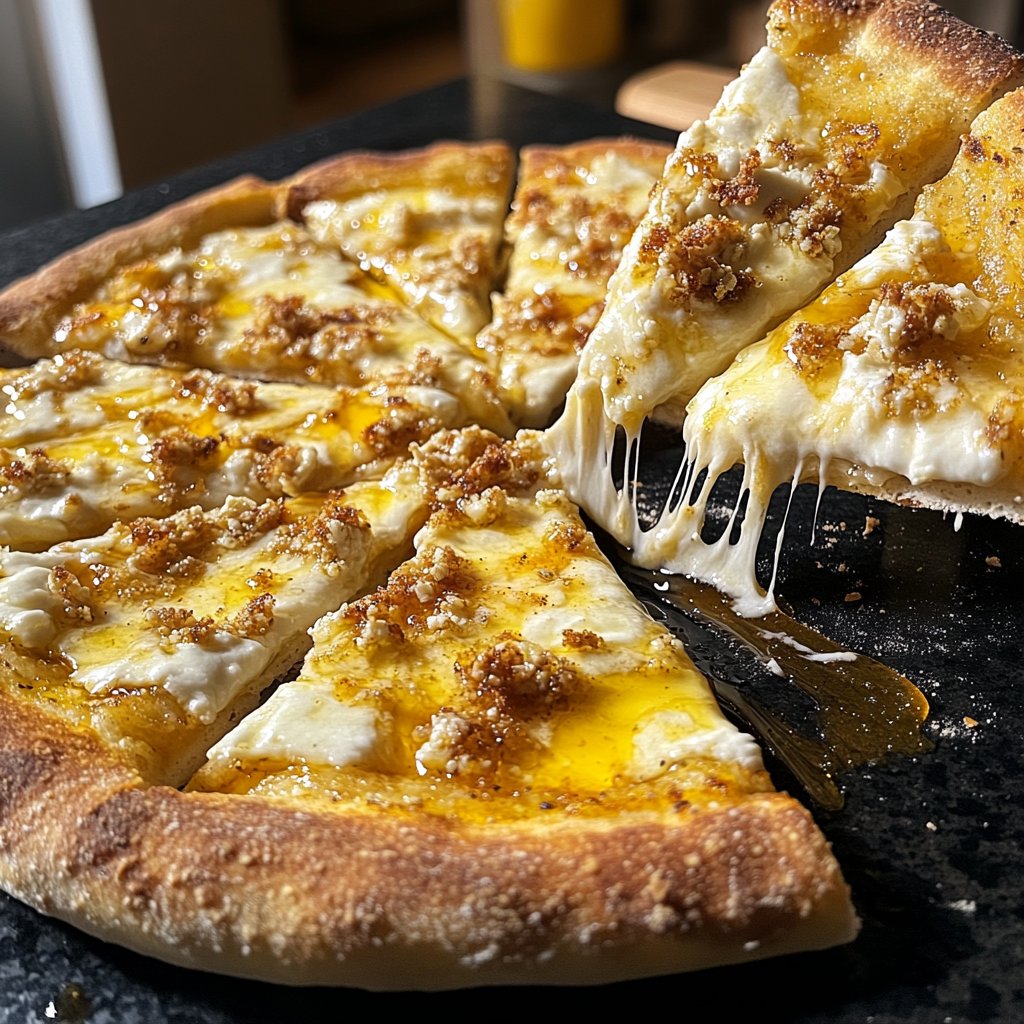 Pizza mit Ziegenkäse und Honig