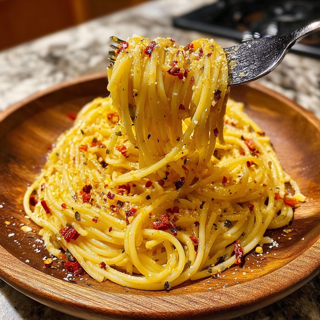 Spaghetti mit Chili und Knoblauchöl