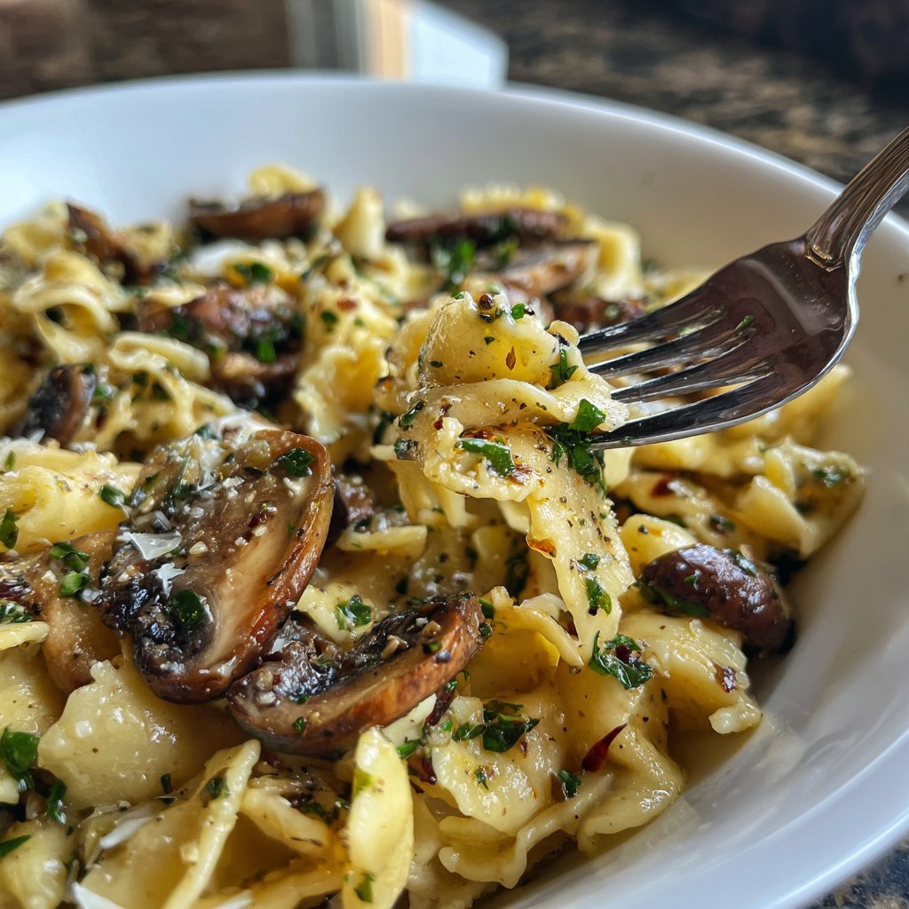 Reisnudeln mit Pilzen