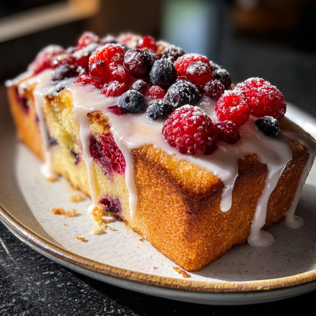 Zitronenkuchen mit Beerenmix