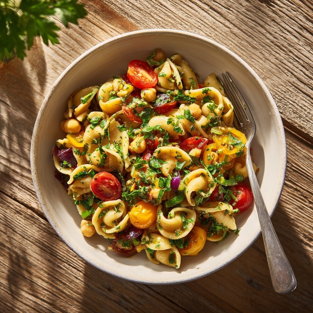 Mediterraner Nudelsalat Mit Kichererbsen