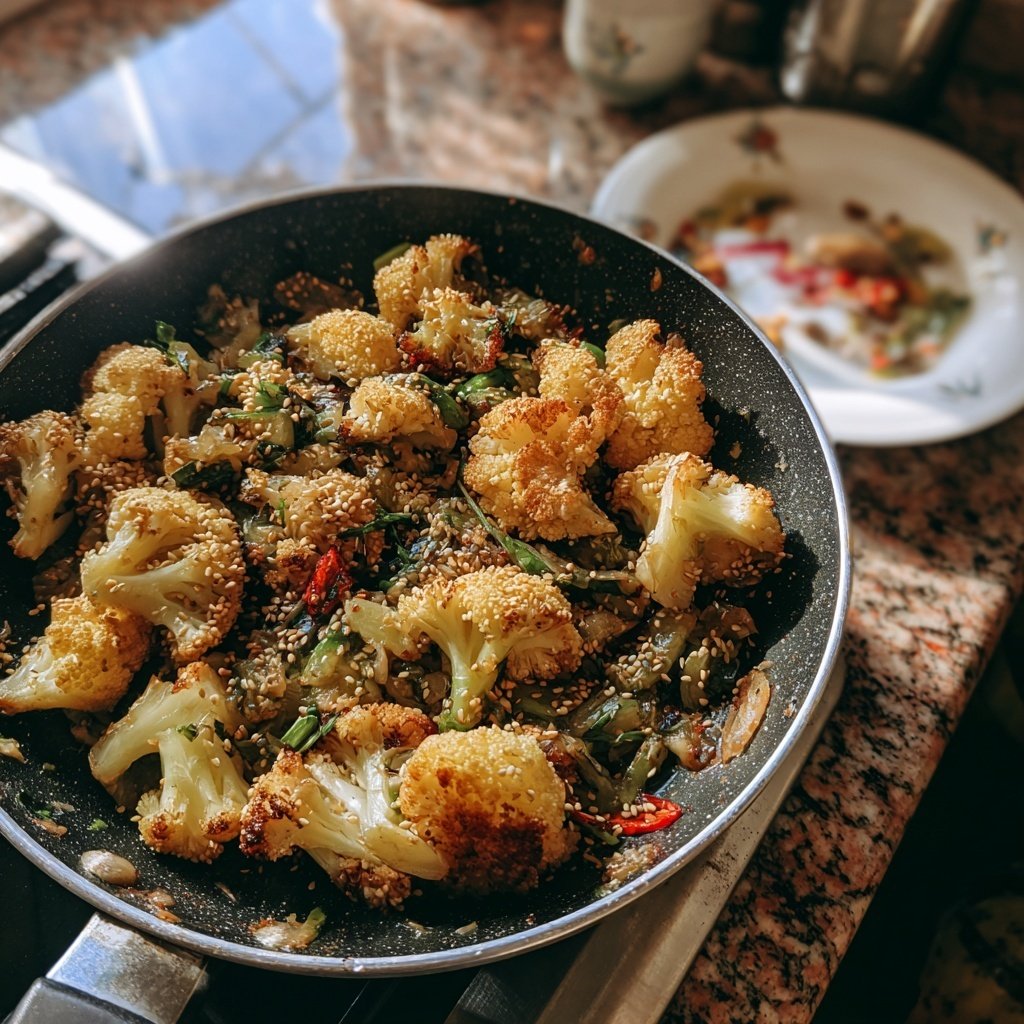 Blumenkohlpfanne mit Sesam